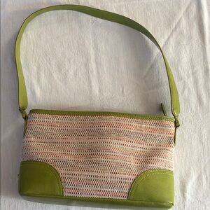 Vintage Agner green and rainbow tweed shoulder bag